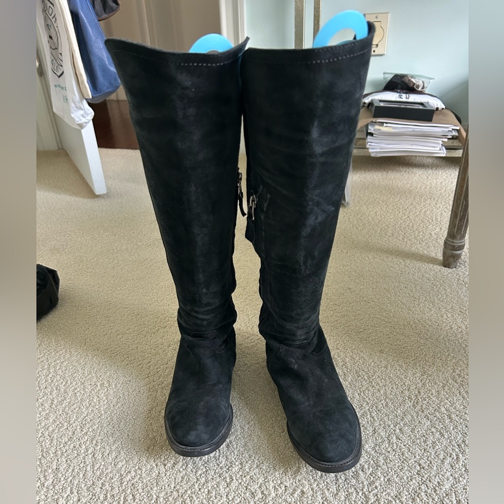 Black Suede Knee-High Boots